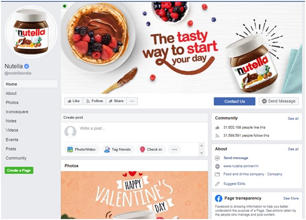 Nutella Facebook Page